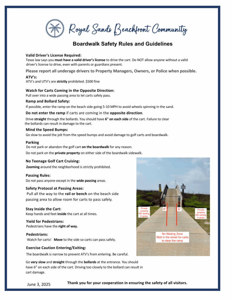 Royal Sands Boardwalk and Golf Cart Guidelines